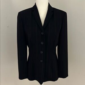 Ann Taylor Black Wool Pinstripe Blazer sz 6